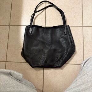 Elegant Black Leather Tote Bag